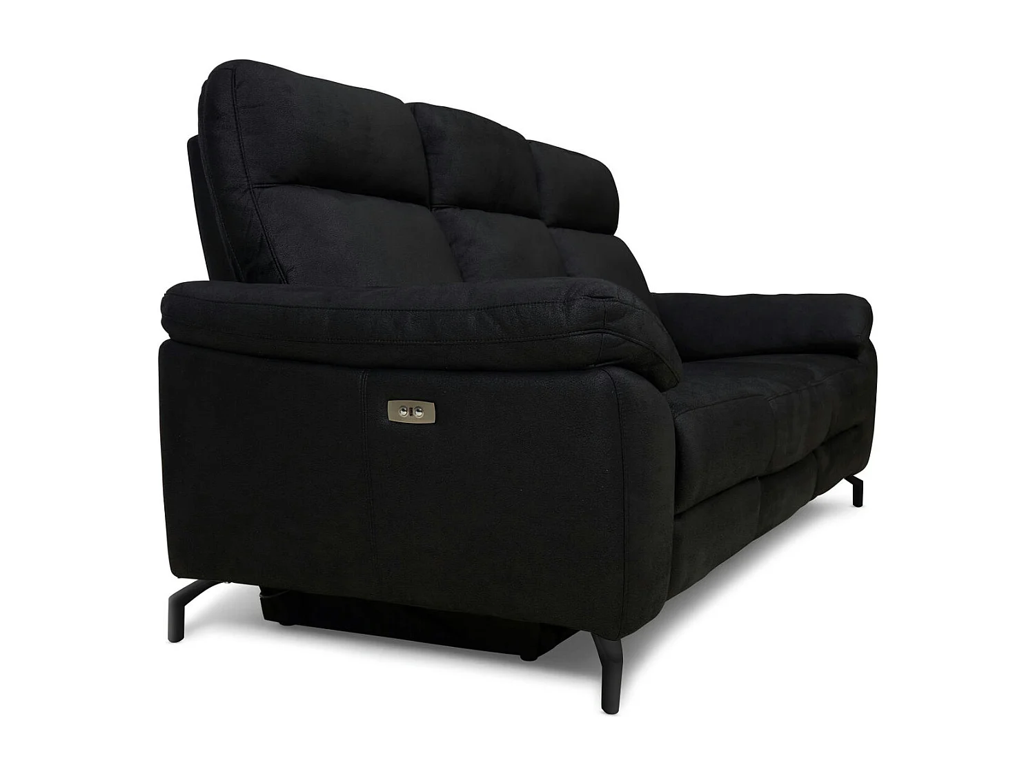 Canapé relax électrique Selesta - 3 places - Tissu - Noir