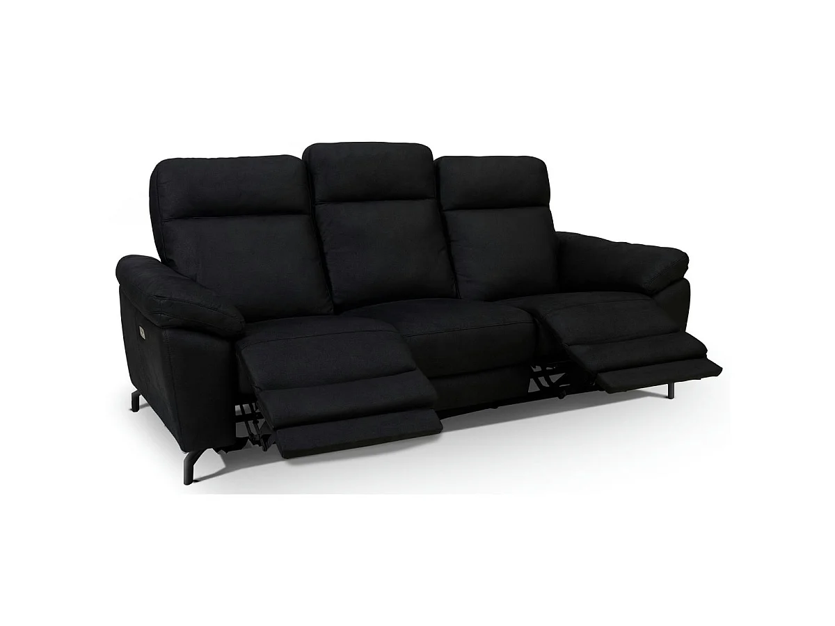 Canapé relax électrique Selesta - 3 places - Tissu - Noir