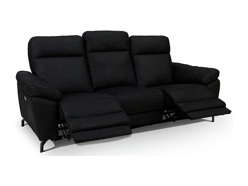 Canapé relax électrique Selesta - 3 places - Tissu - Noir