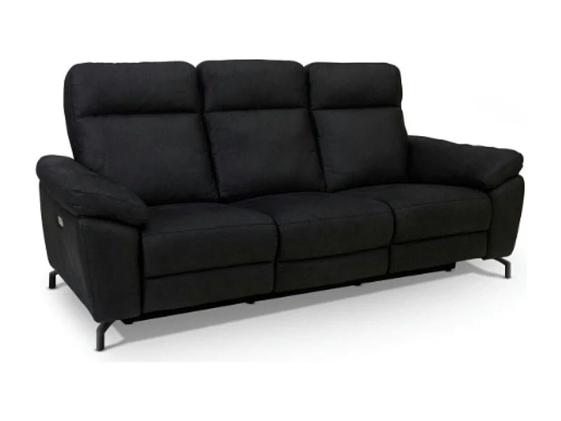 Canapé relax électrique Selesta - 3 places - Tissu - Noir