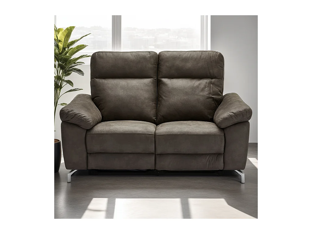 Tweezits elektrische relaxbank Selesta van stof - bruin