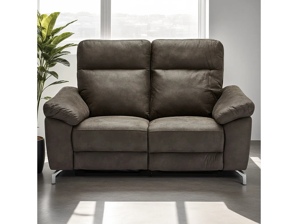 Canapé relax électrique Selesta - 2 places - Tissu - Marron