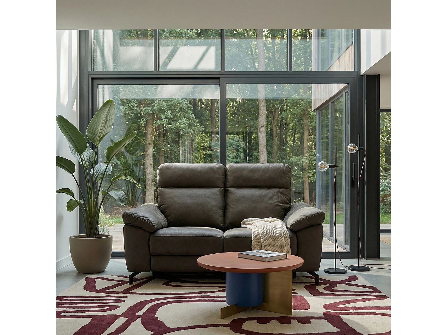 Tweezits elektrische relaxbank Selesta van stof - bruin