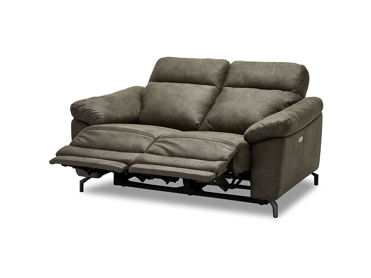 Canapé relax électrique Selesta - 2 places - Tissu - Marron