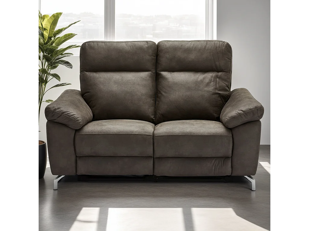 Tweezits elektrische relaxbank Selesta van stof - bruin