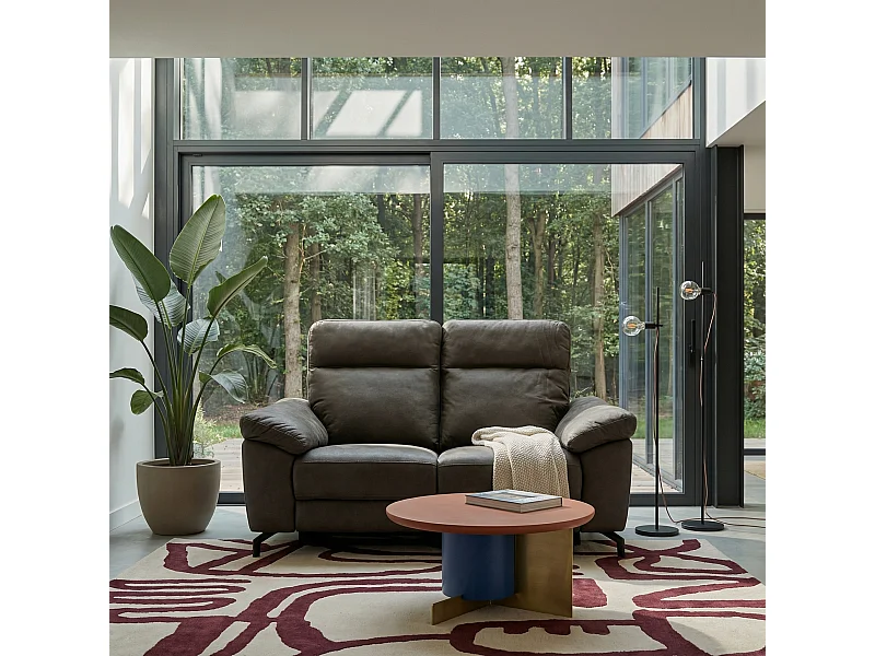 Canapé relax électrique Selesta - 2 places - Tissu - Marron