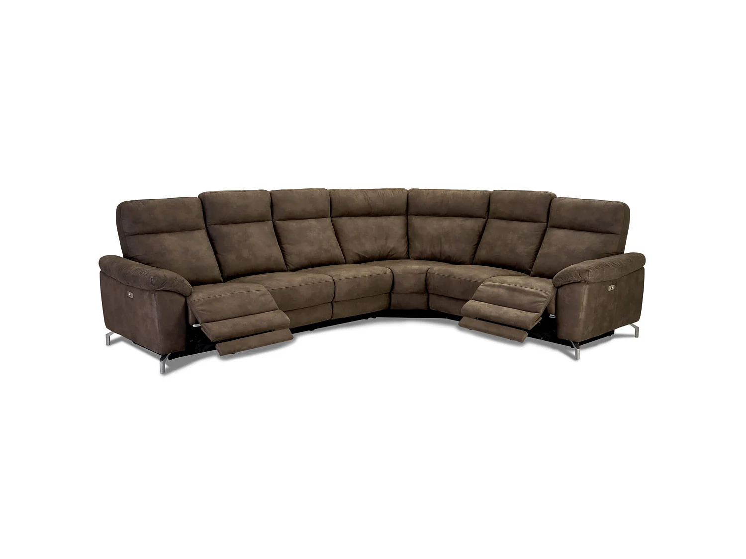 Canapé d'angle 32 Relax Électrique 5 Places Selesta Marron Tissu