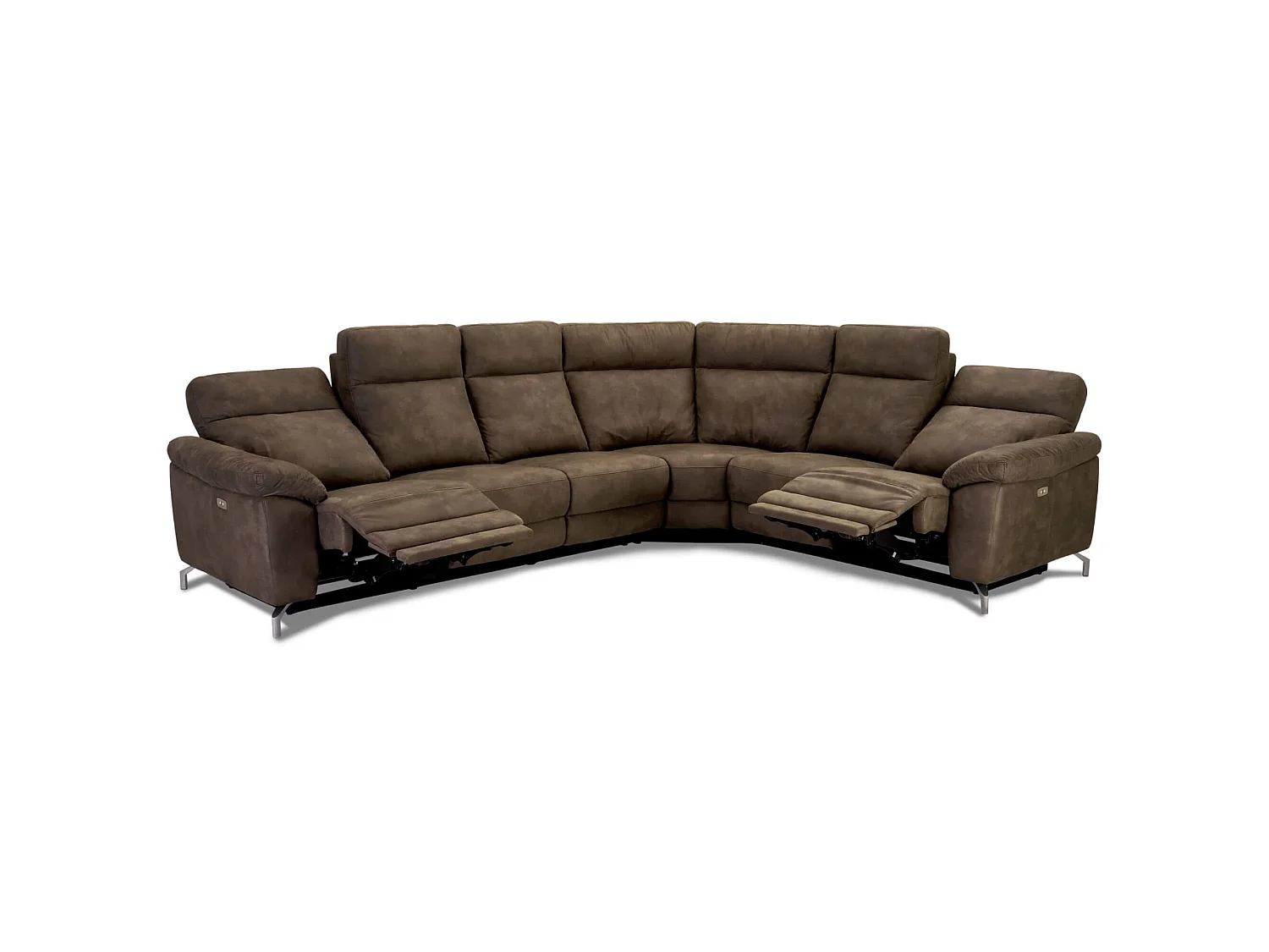 Canapé d'angle 32 Relax Électrique 5 Places Selesta Marron Tissu