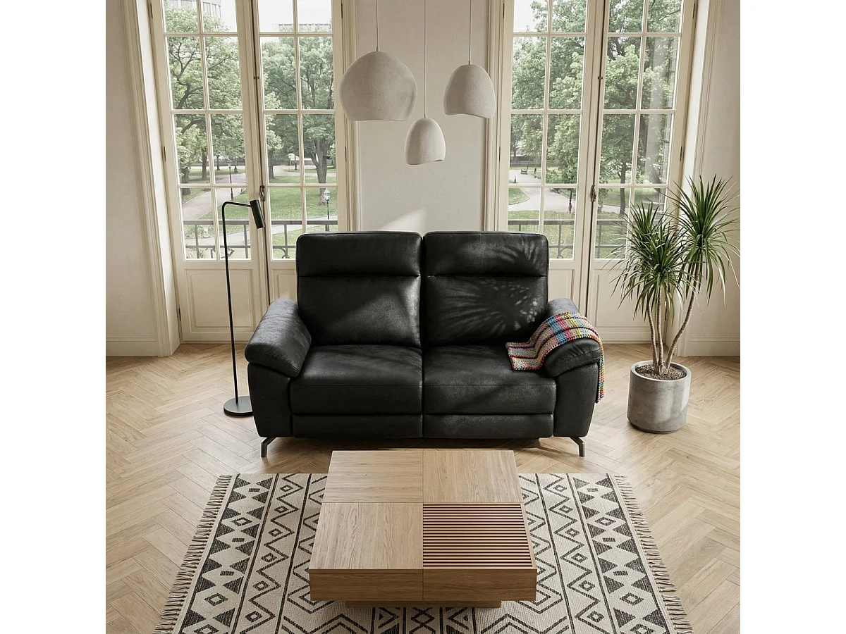 Tweezits elektrische relaxbank Selesta van stof - zwart