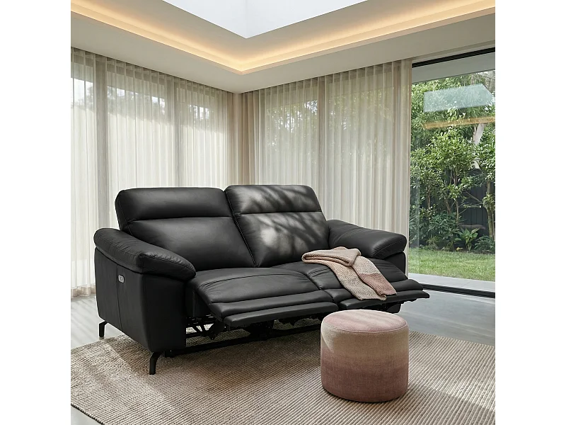 Canapé relax électrique Selesta - 2 places - Tissu - Noir