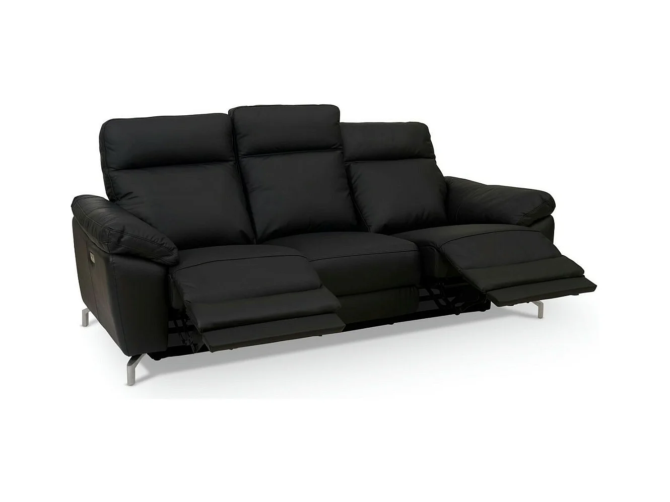 Canapé relax électrique Selesta - 3 places - Cuir - Noir