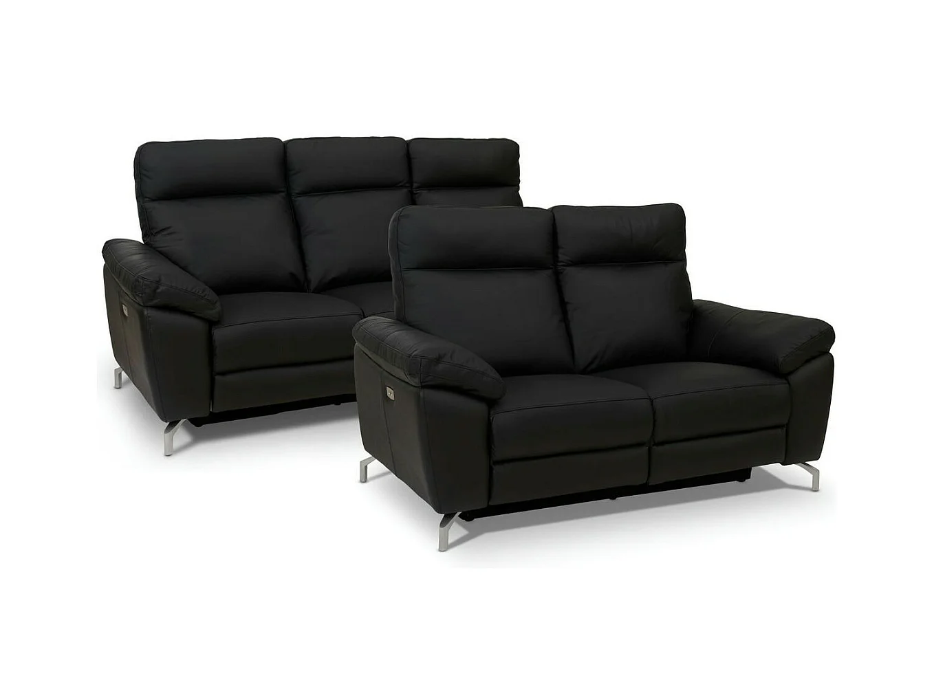 Canapé relax électrique Selesta - 3 places - Cuir - Noir