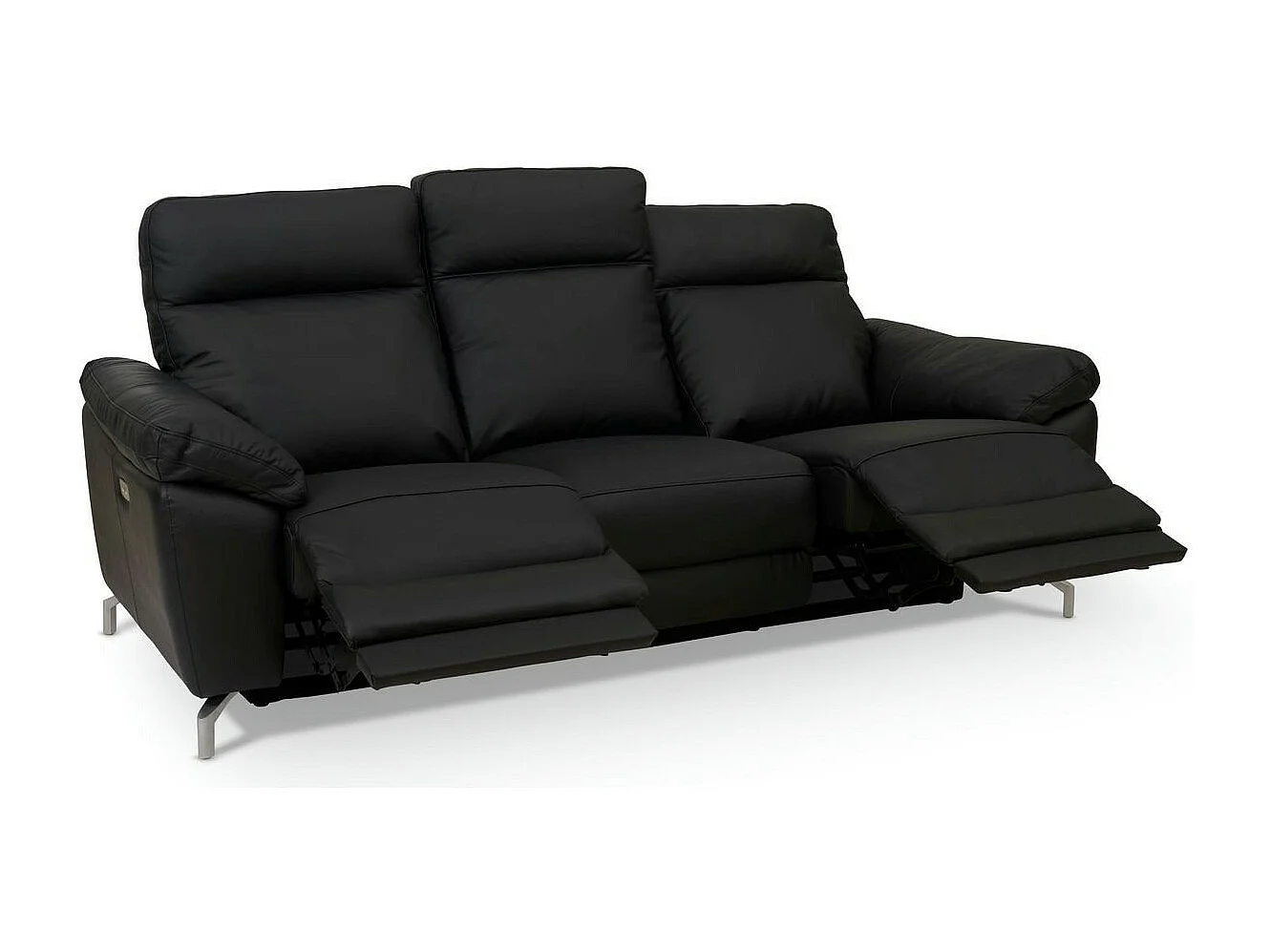 Canapé relax électrique Selesta - 3 places - Cuir - Noir