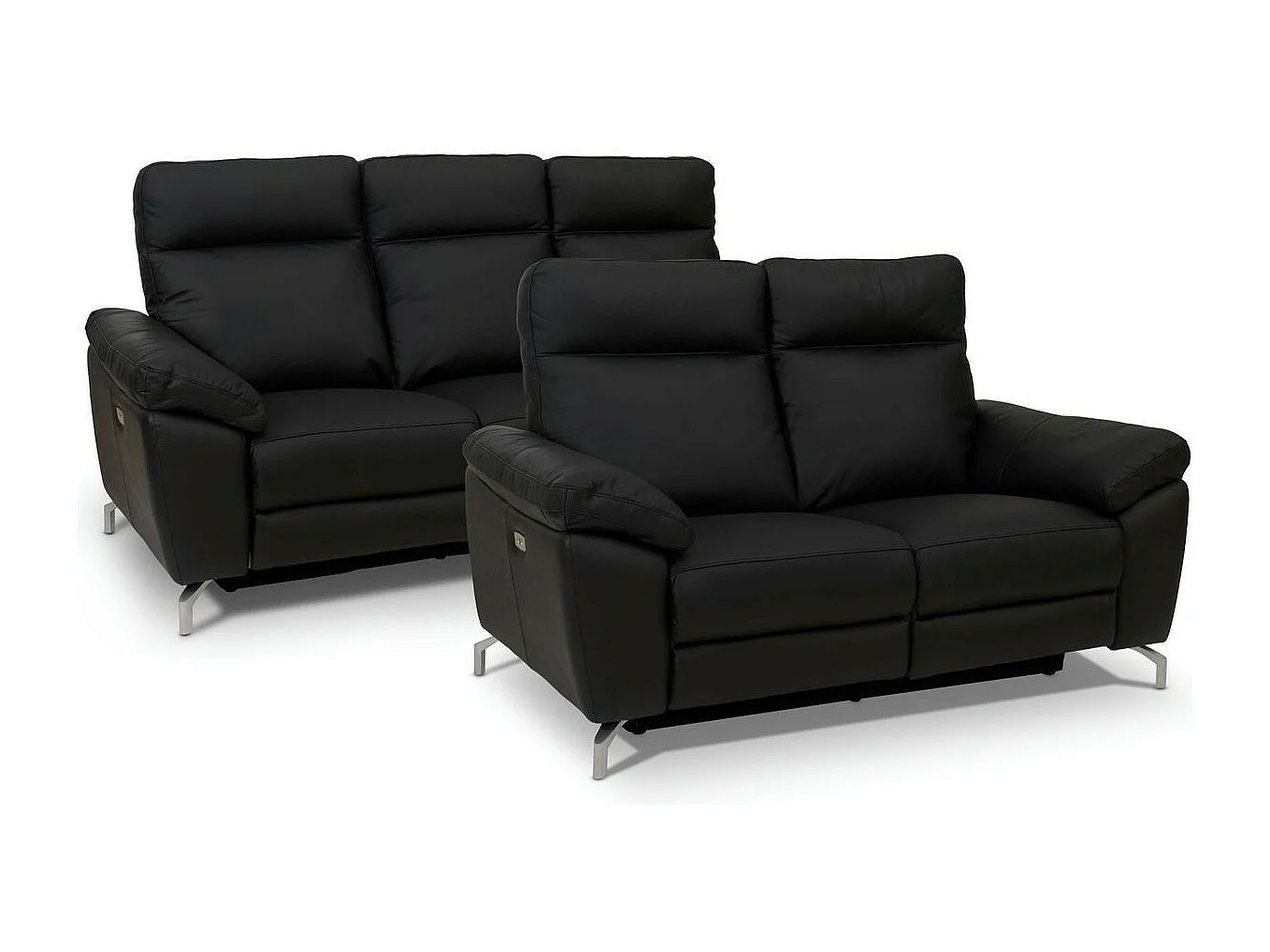 Canapé relax électrique Selesta - 3 places - Cuir - Noir