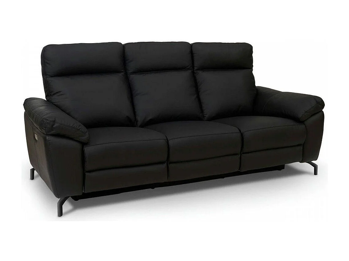 Canapé relax électrique Selesta - 3 places - Cuir - Noir