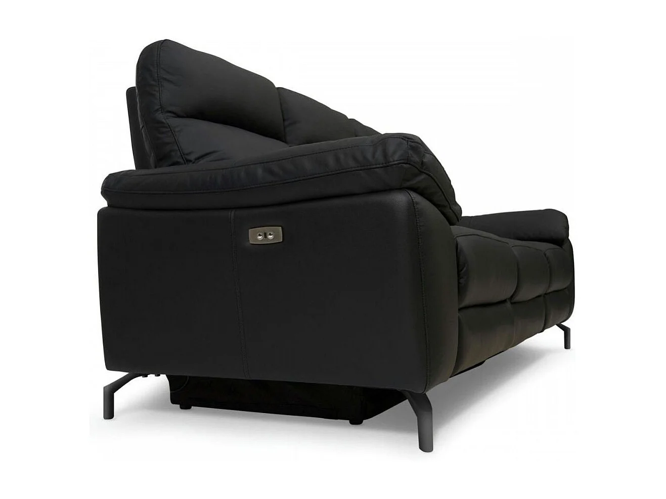 Canapé relax électrique Selesta - 3 places - Cuir - Noir