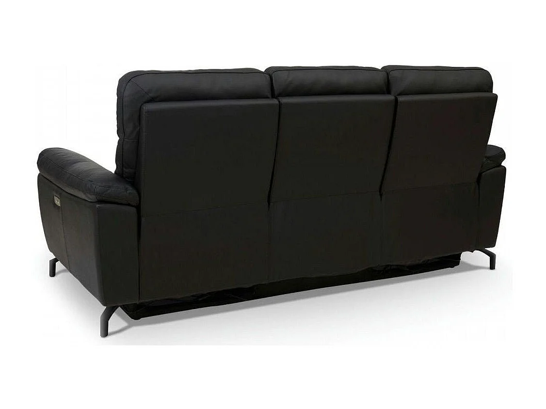Canapé relax électrique Selesta - 3 places - Cuir - Noir