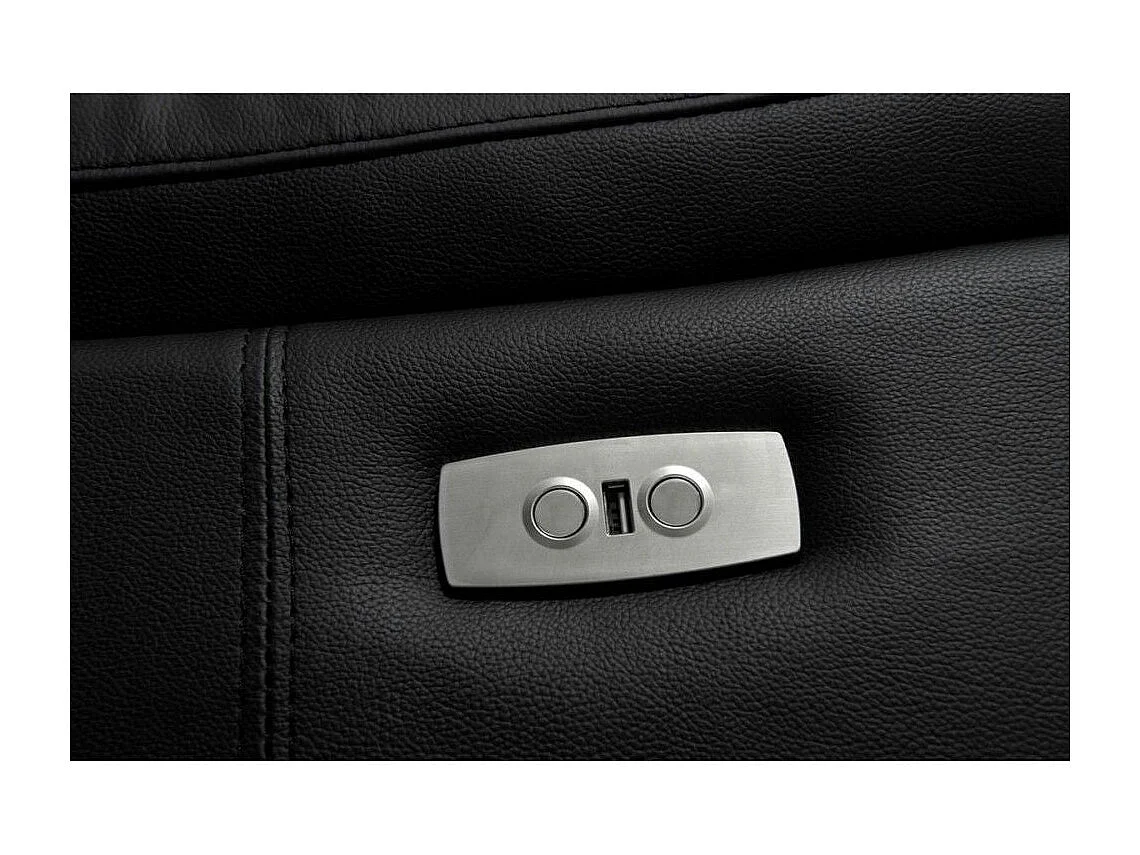 Canapé relax électrique Selesta - 3 places - Cuir - Noir