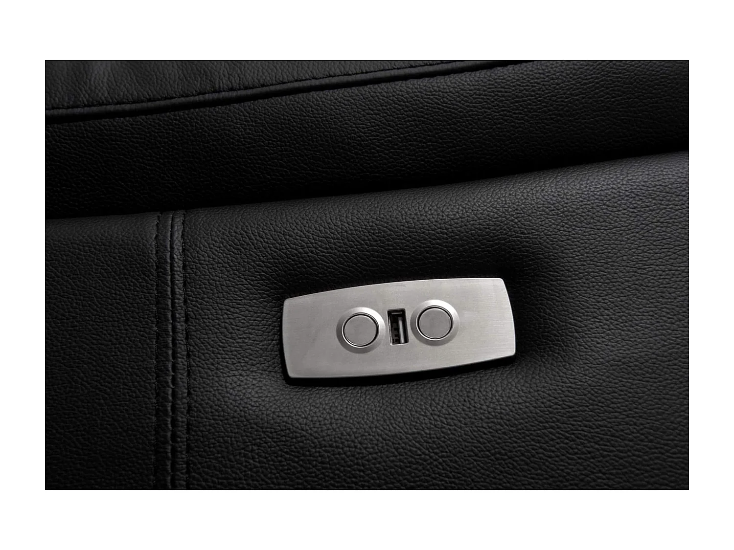 Canapé relax électrique Selesta - 3 places - Cuir - Noir