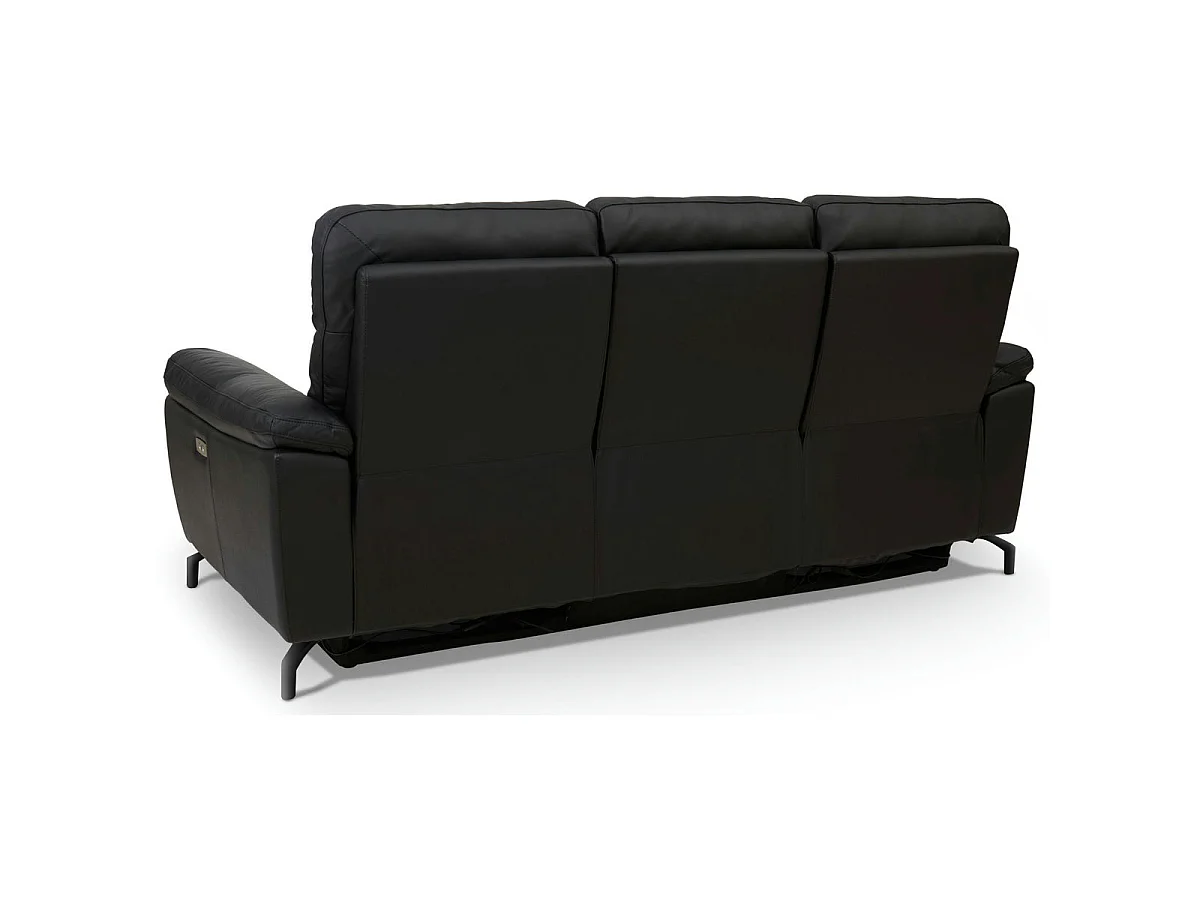 Canapé relax électrique Selesta - 3 places - Cuir - Noir