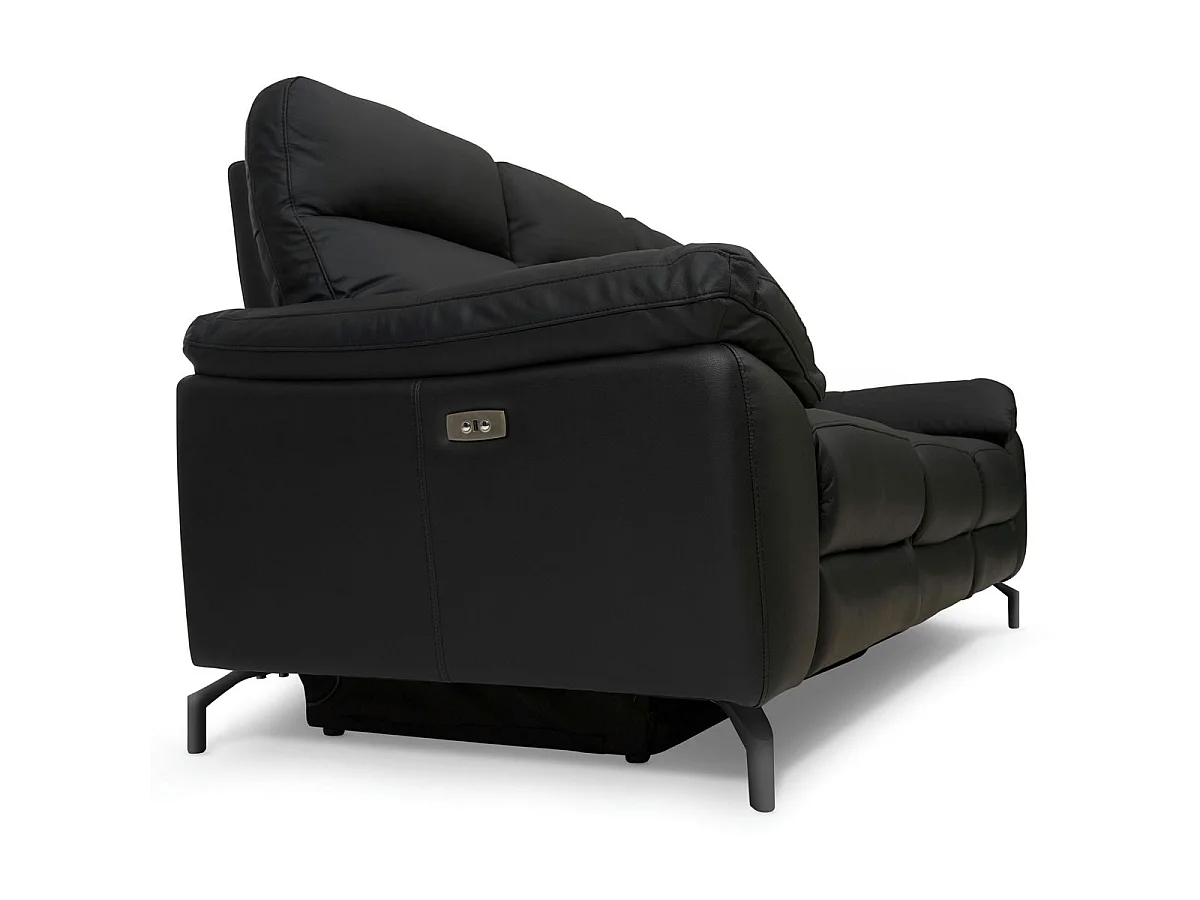 Canapé relax électrique Selesta - 3 places - Cuir - Noir
