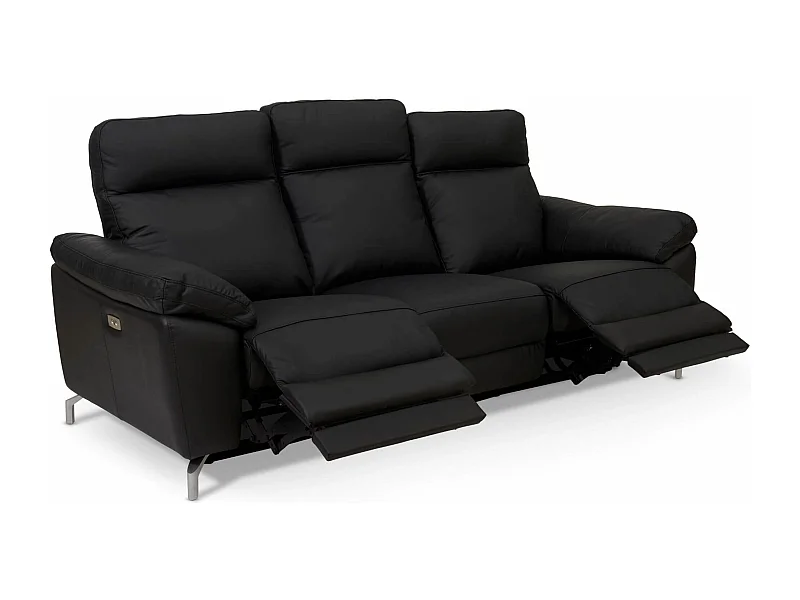 Relaxsofa elektrisch Selesta - 3-Sitzer - Leder - Schwarz