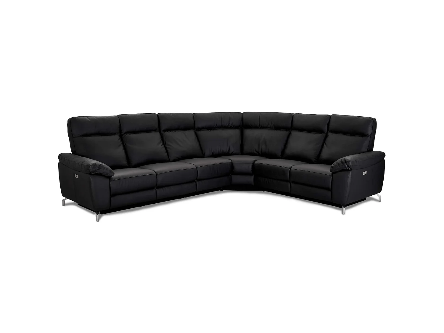 Canapé d'angle 32 Relax Électrique 5 Places Selesta Noir Cuir, PVC