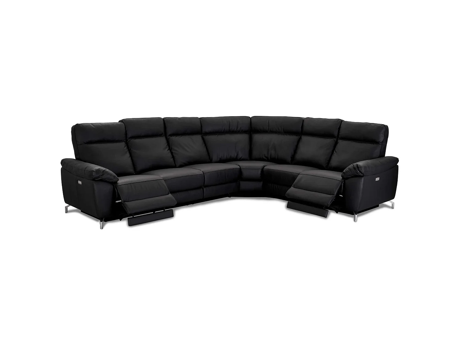 Canapé d'angle 32 Relax Électrique 5 Places Selesta Noir Cuir, PVC