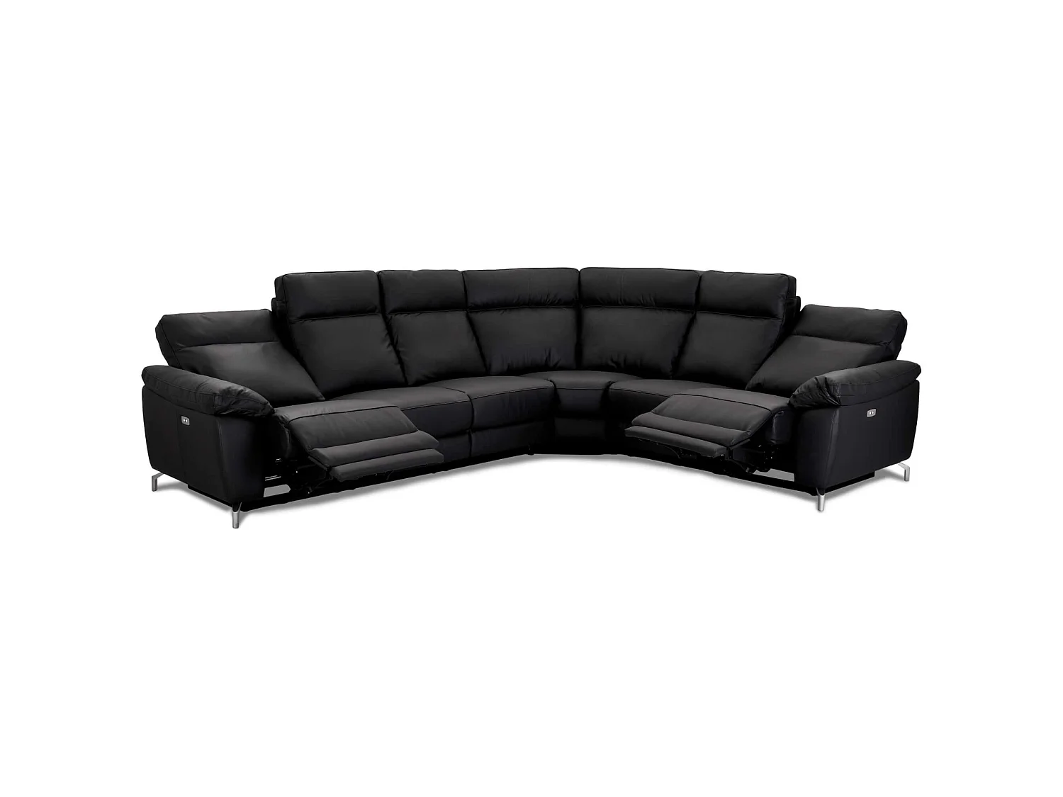 Canapé d'angle 32 Relax Électrique 5 Places Selesta Noir Cuir, PVC