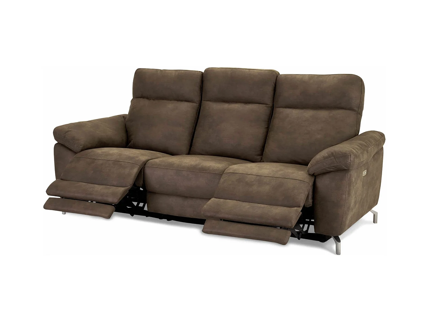 Canapé relax électrique Selesta - 3 places - Tissu - Marron