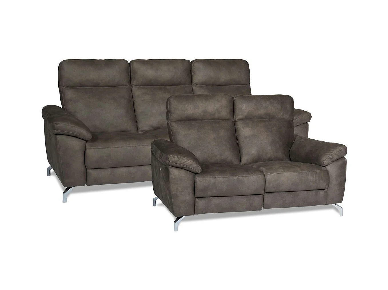 Canapé relax électrique Selesta - 3 places - Tissu - Marron