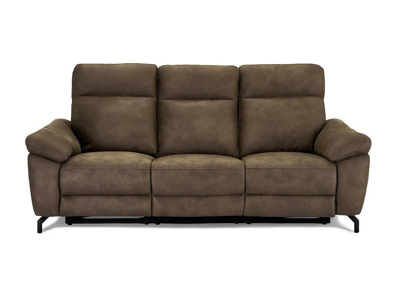 Canapé relax électrique Selesta - 3 places - Tissu - Marron