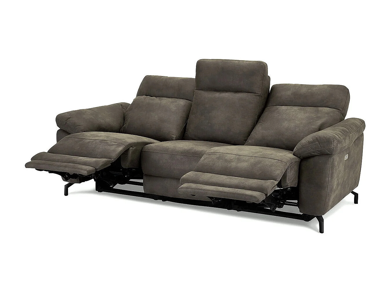 Canapé relax électrique Selesta - 3 places - Tissu - Marron