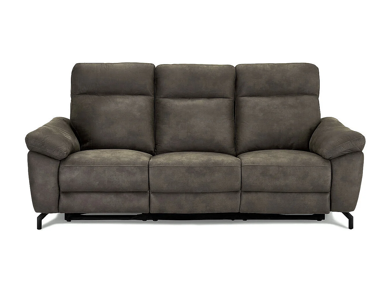 Canapé relax électrique Selesta - 3 places - Tissu - Marron