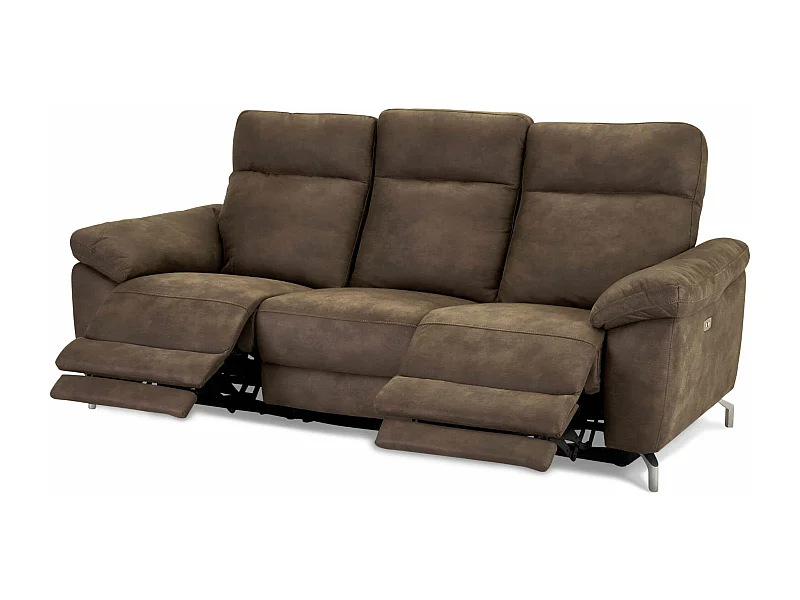 Relaxsofa elektrisch Selesta - 3-Sitzer - Stoff - Braun (Taupe)
