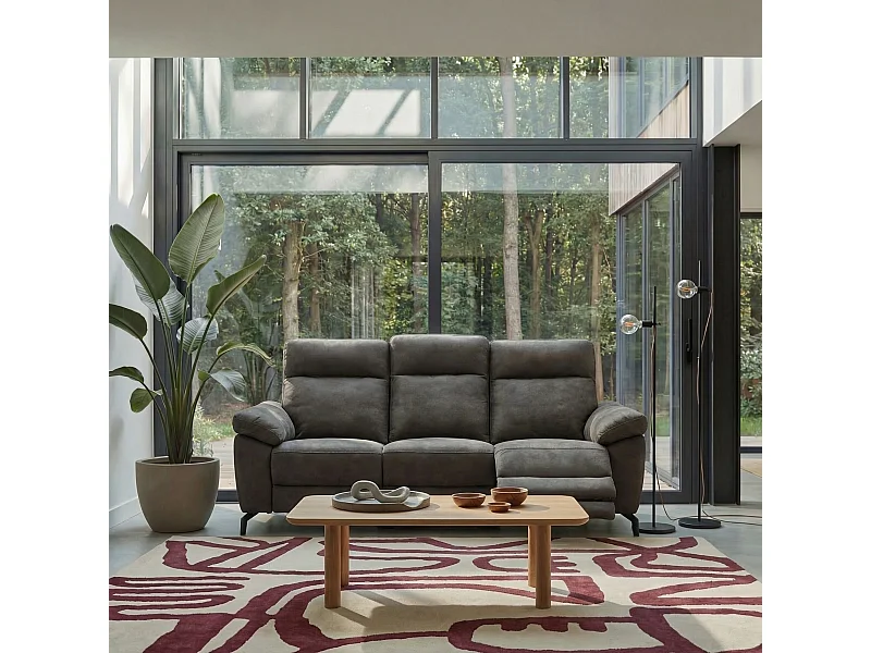 Sofa mit Relaxfunktion 3-Sitzer Selesta - Stoff Mikrofaser - Taupe