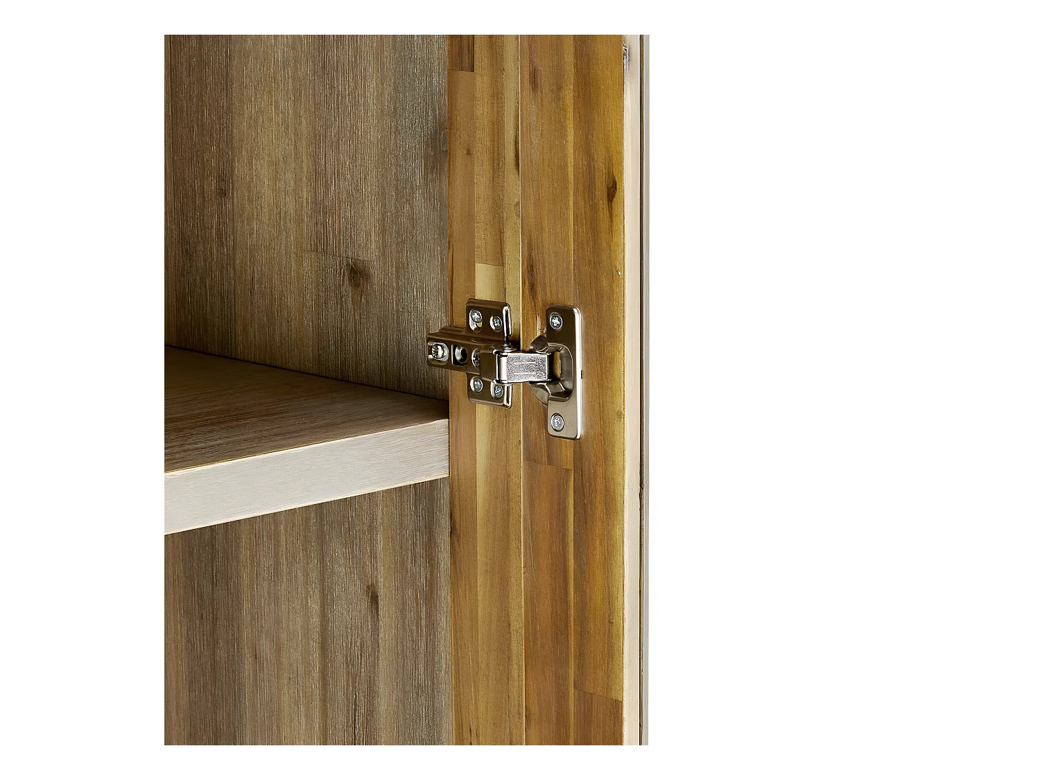 Vitrine Malaga avec 4 portes et 2 tiroirs - Acacia massif et MDF - Marron