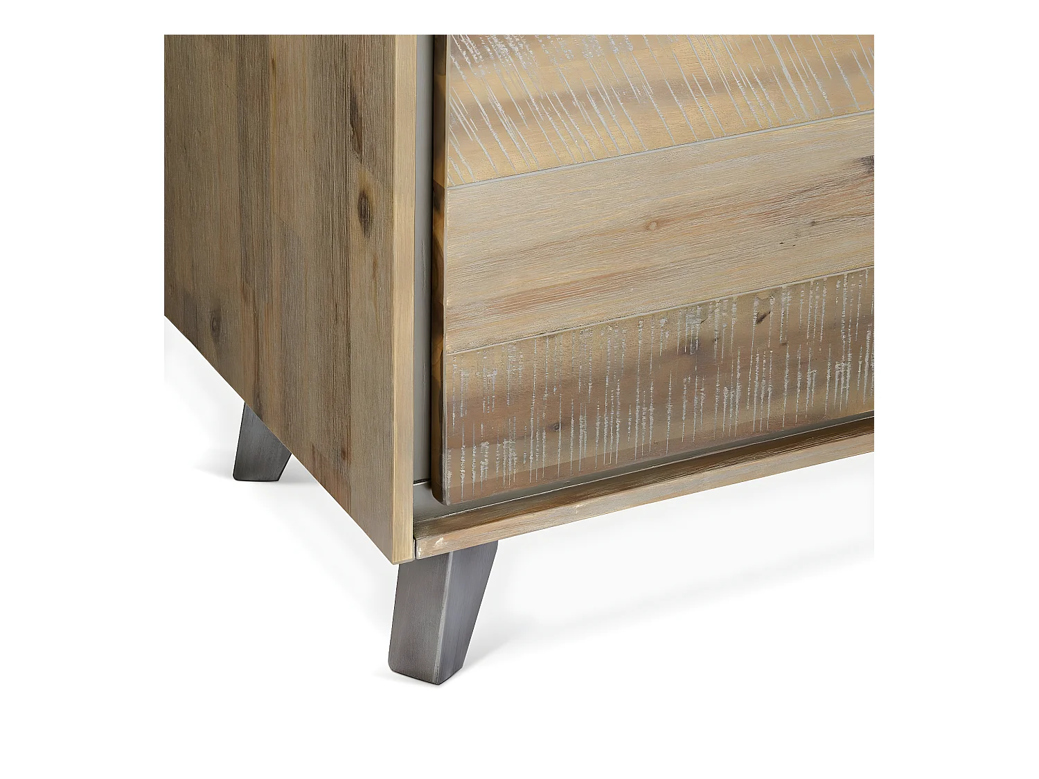 Vitrine Malaga avec 4 portes et 2 tiroirs - Acacia massif et MDF - Marron