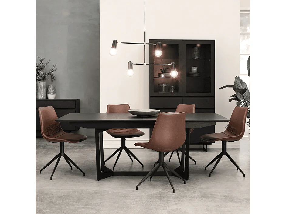 Vitrine avec LEDs Tokyo avec 4 portes et 2 tiroirs - MDF et métal - Noir