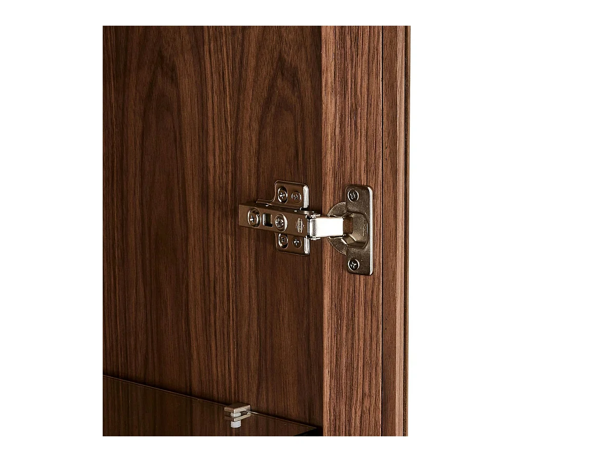 Vitrinekast met led-verlichting Tokyo - 4 deuren, 2 laden - MDF & staal - Amerikaanse eik