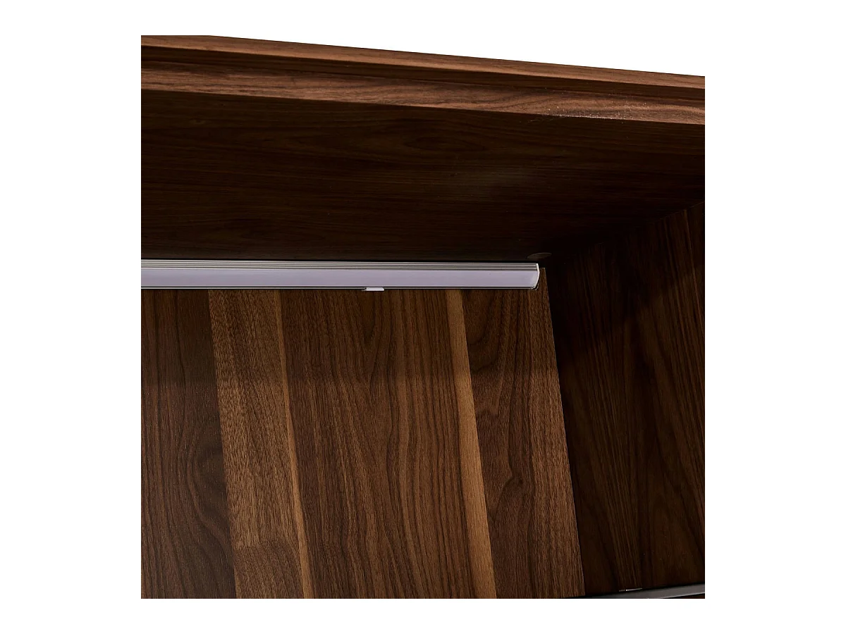 Vitrinekast met led-verlichting Tokyo - 4 deuren, 2 laden - MDF & staal - Amerikaanse eik