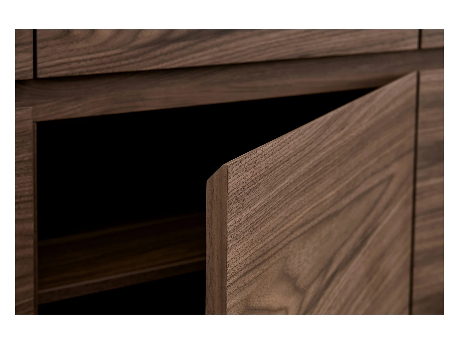 Vitrinekast met led-verlichting Tokyo - 4 deuren, 2 laden - MDF & staal - Amerikaanse eik