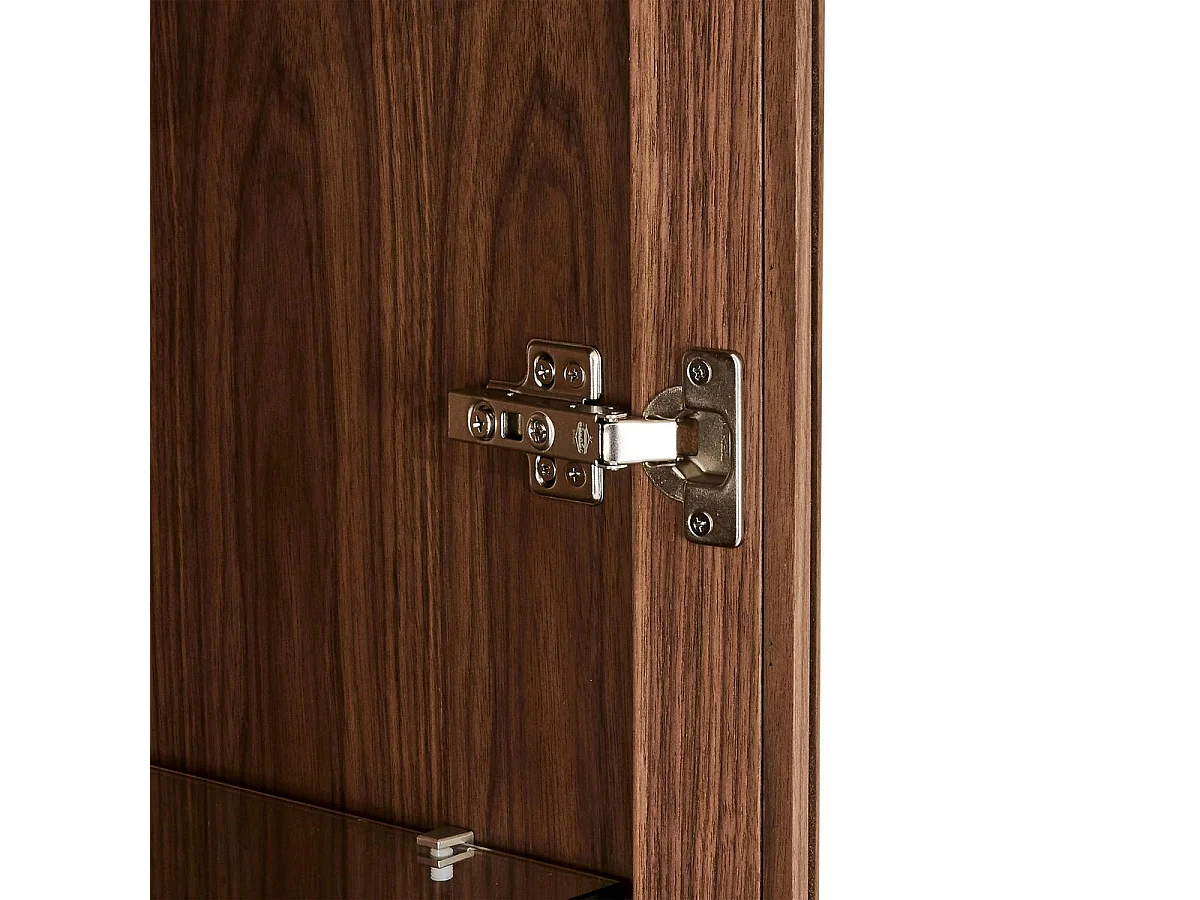 Vitrinekast met led-verlichting Tokyo - 4 deuren, 2 laden - MDF & staal - Amerikaanse eik