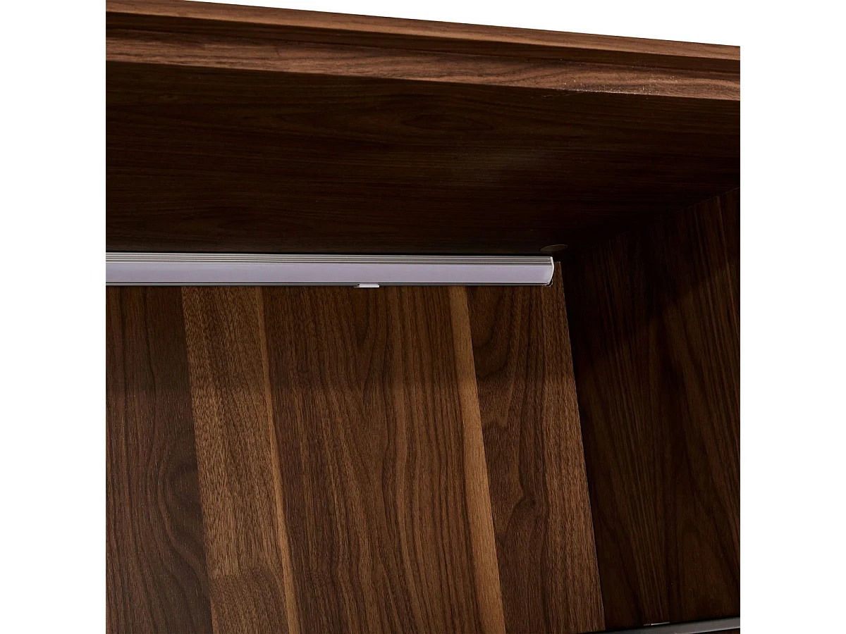 Vitrinekast met led-verlichting Tokyo - 4 deuren, 2 laden - MDF & staal - Amerikaanse eik