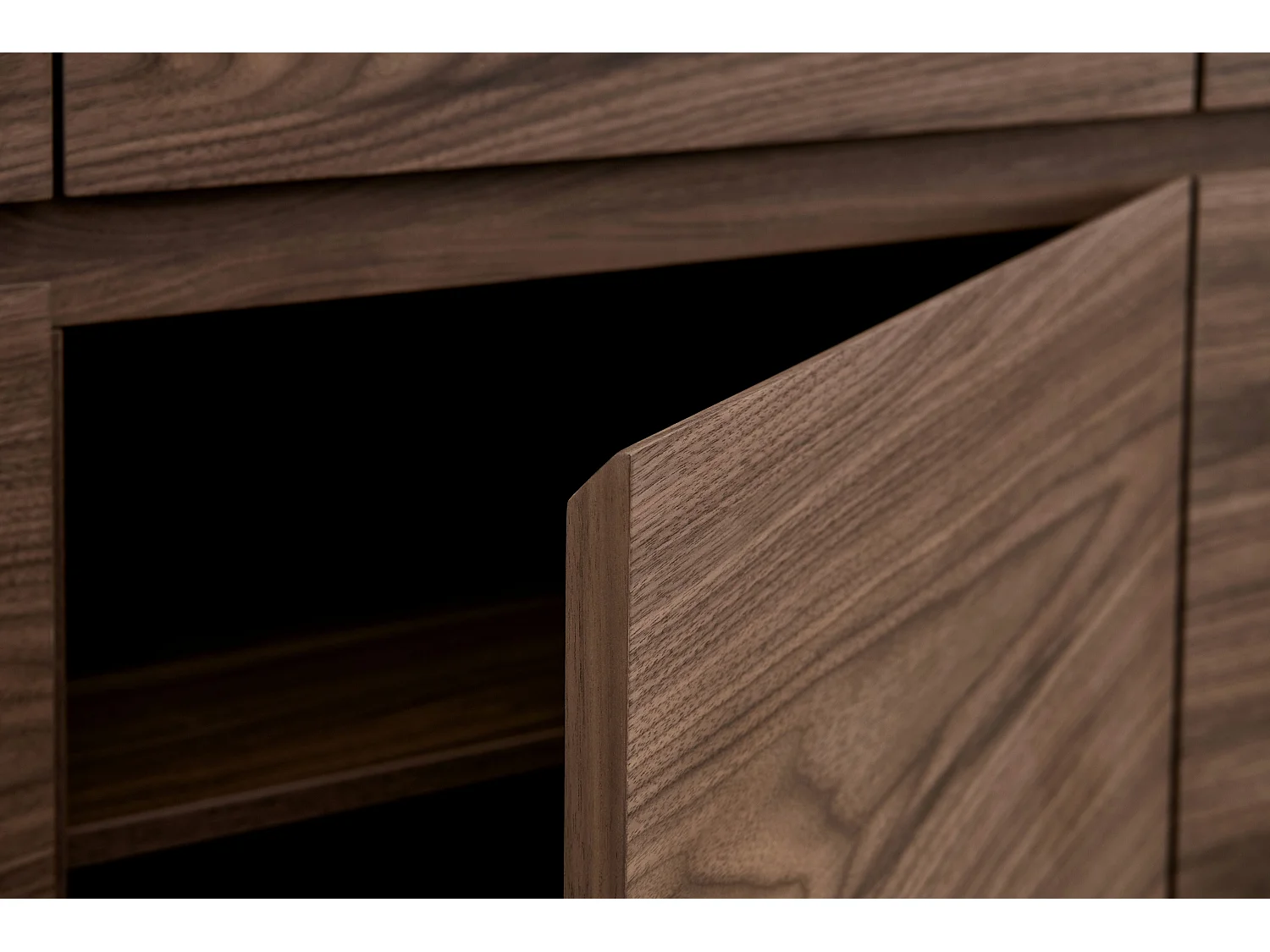 Vitrinekast met led-verlichting Tokyo - 4 deuren, 2 laden - MDF & staal - Amerikaanse eik