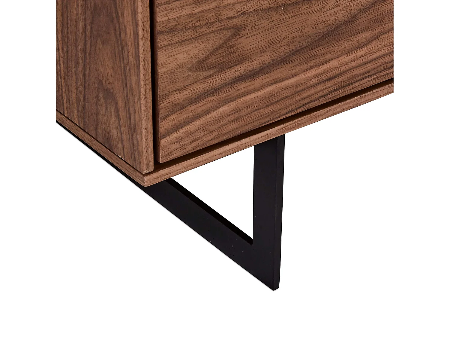 Vitrine avec LEDs Tokyo avec 4 portes et 2 tiroirs - MDF et métal - Noyer