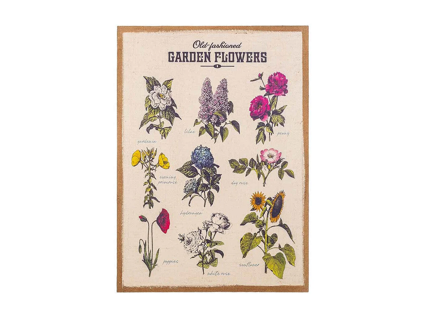 Rahmen aus Holz und bedrucktem Stoff