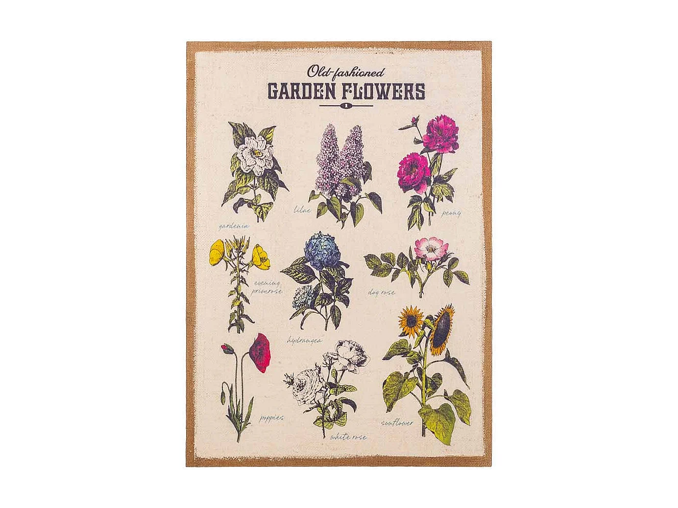 Rahmen aus Holz und bedrucktem Stoff