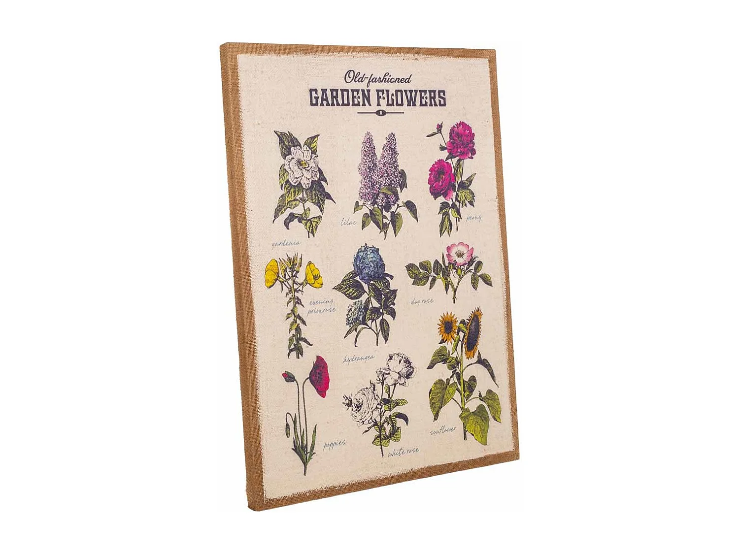 Rahmen aus Holz und bedrucktem Stoff