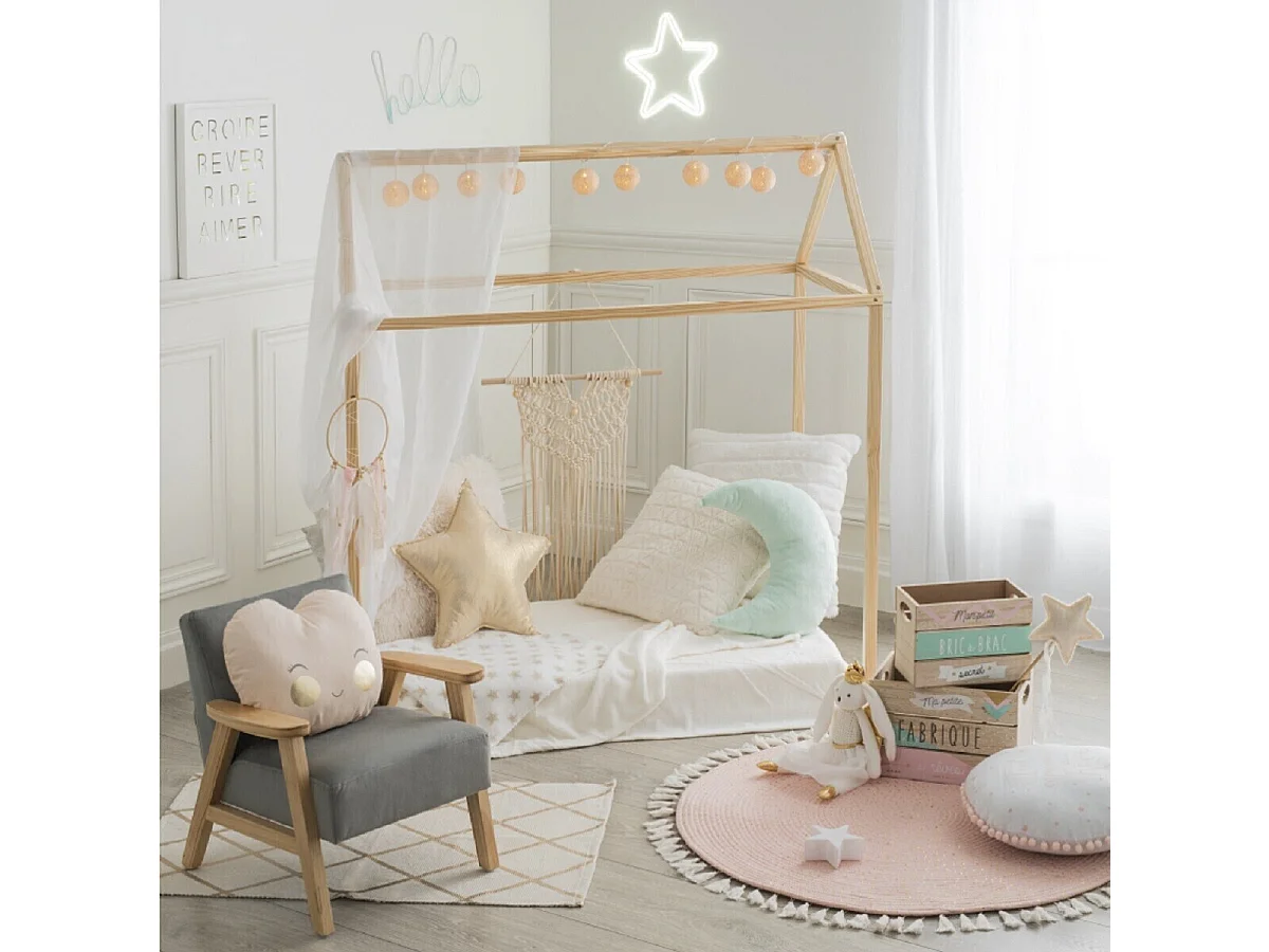 Cabane Déco Enfant 126cm Naturel